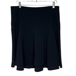 Diane von Furstenberg Black Pleated Flare Skirt Women's Size 12 High Waist